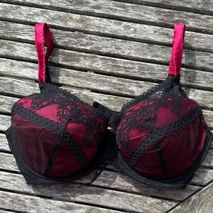 Elegant Black and Red Lace Bra